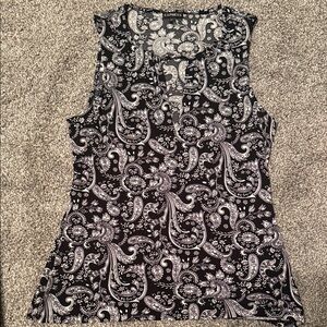 Express Black & White Paisley Tank Top